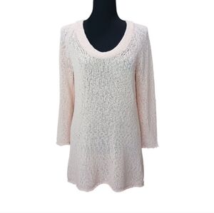 J. Jill Open Knit Scoop Neck Sweater Blush